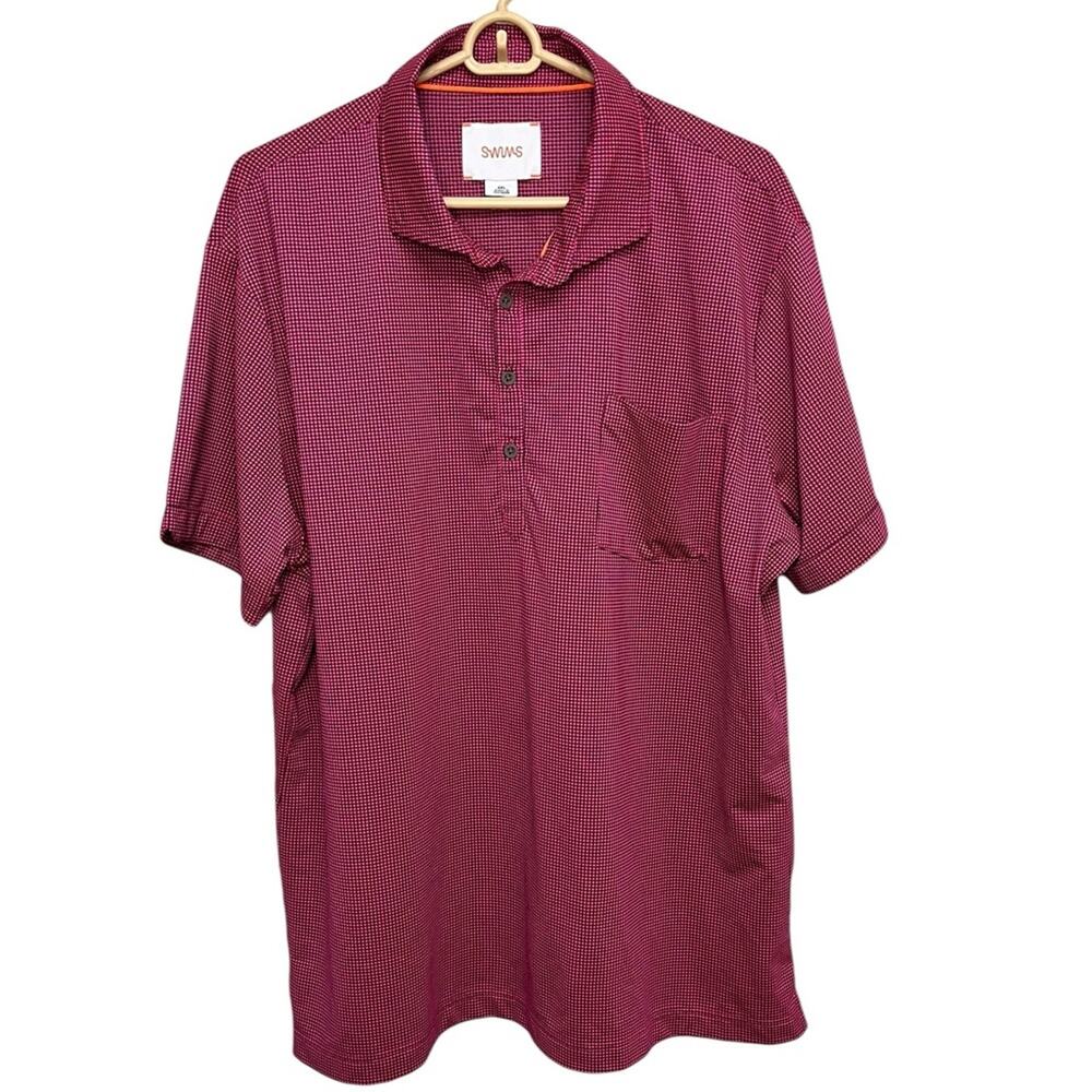 RARE SWIMS Pink Checked Polo Golf‎ Tennis Short Sleeve Shirt Size XXLarge